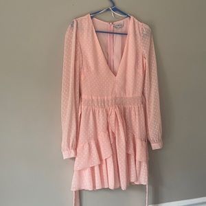 SHOWPO - Pink Polka Dot Ruffle Dress